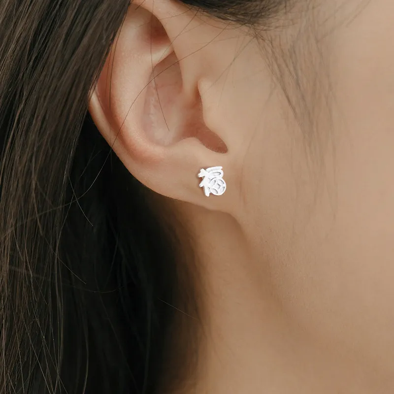 AAJF S999 Fine Silver Stud Earrings Women's-2