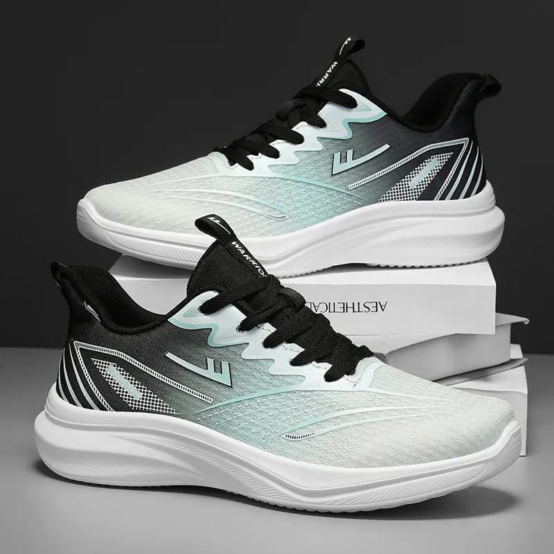 Warrior Cushioning Lightweight Low Top Running Shoes Men's White Green Black-6