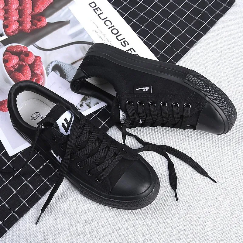 Warrior Wear-resistant Lightweight Breathable And Non-slip. Low-Top Canvas Shoes Men's Black Black-2