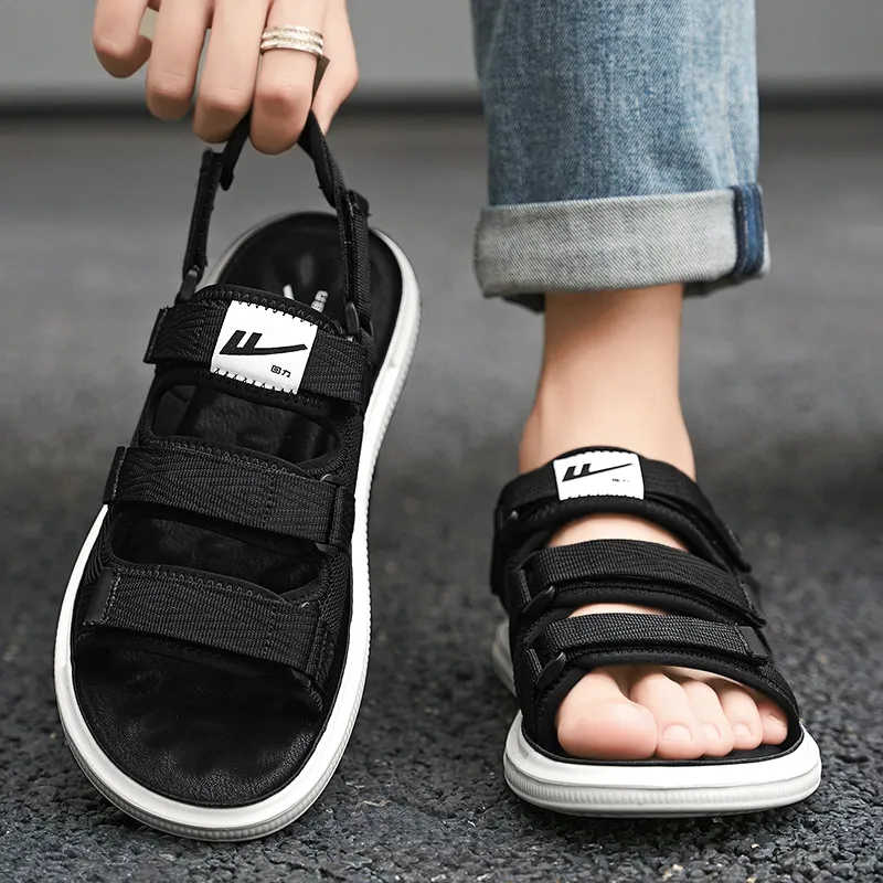 Warrior Comfortable Soft Sole Men's Black Beach Sandals-3