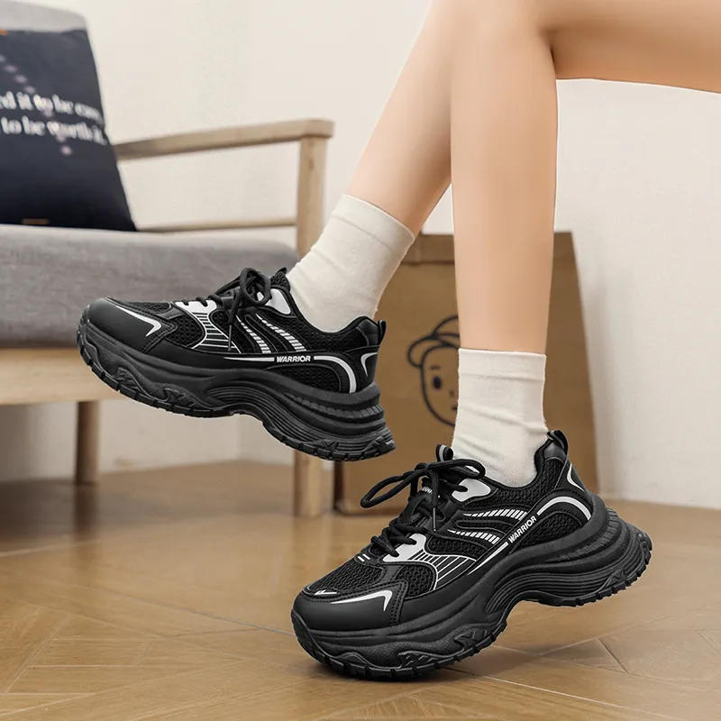 WARRIOR Chunky Sneakers Women's Low Top Black-8