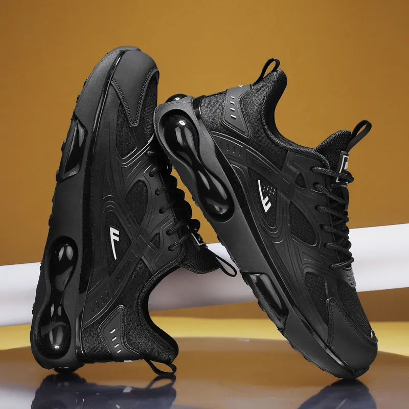 Warrior Cushioning Lightweight Height Increasing Low Top Casual Running Shoes Men's Black White-4