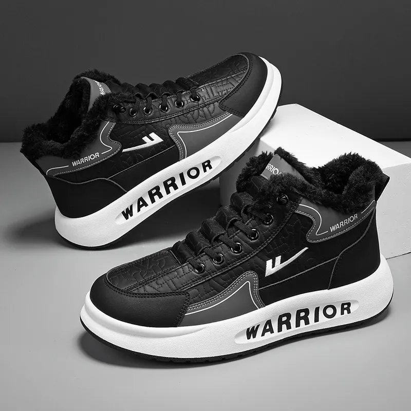 Warrior Warm Height Increasing Short Mid Calf Snow Boots Men's Black-5