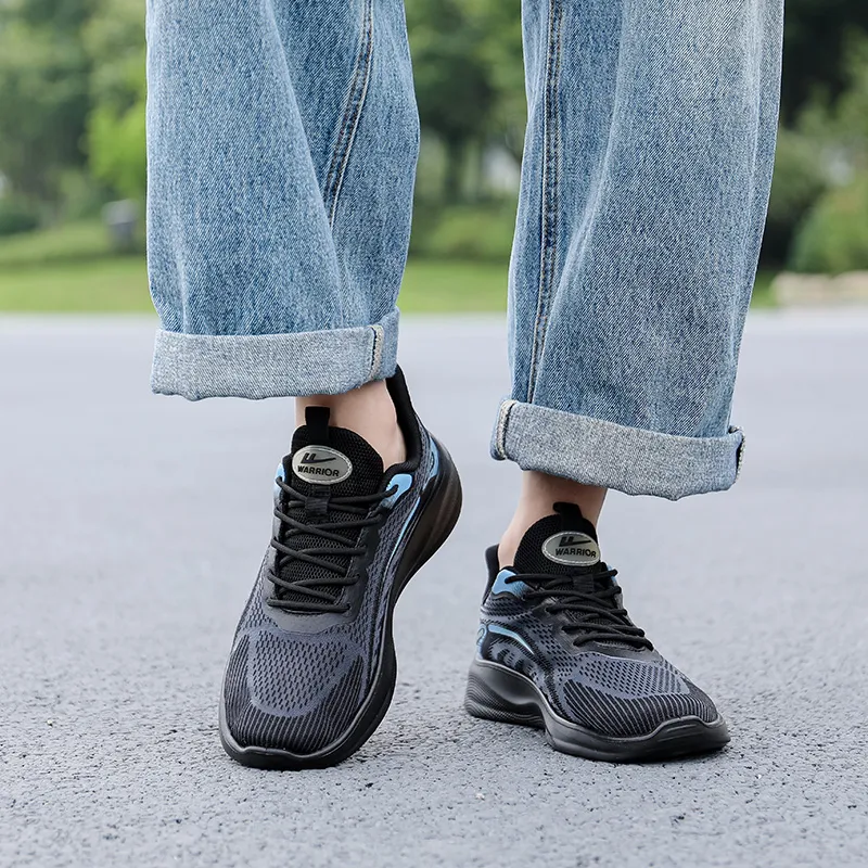 Warrior Non slip Lightweight Low Top Casual Running Shoes Men's Black Blue-5