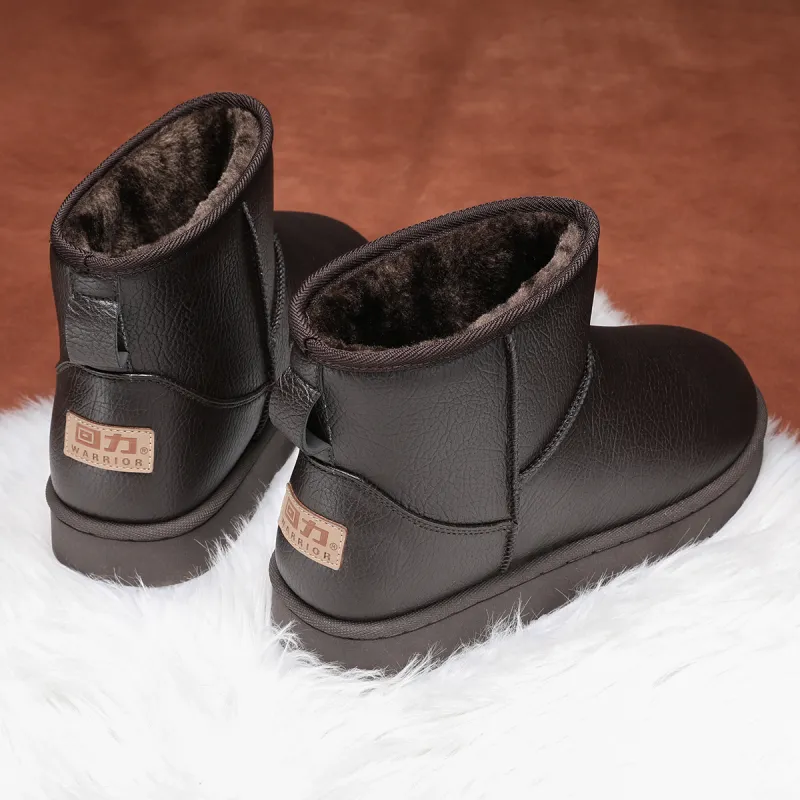Warrior Warm Water Resistant And Wear Resistant Short Snow Boots Men's Brown-4