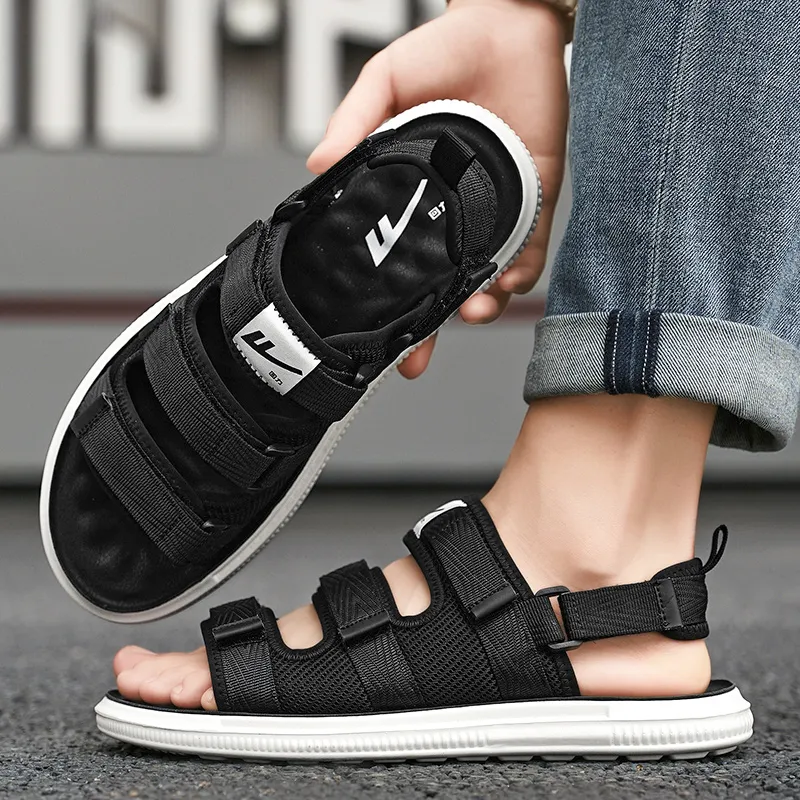 Warrior Comfortable Soft Sole Men's Black Beach Sandals-4