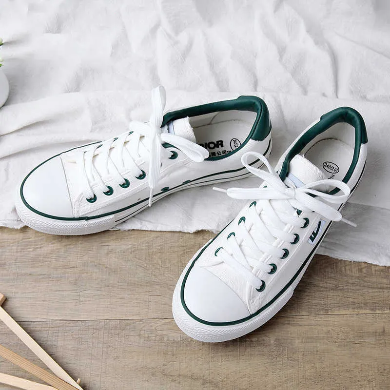 Warrior Wear-resistant Lightweight Breathable And Non-slip. Low-Top Canvas Shoes Men's White Green-1