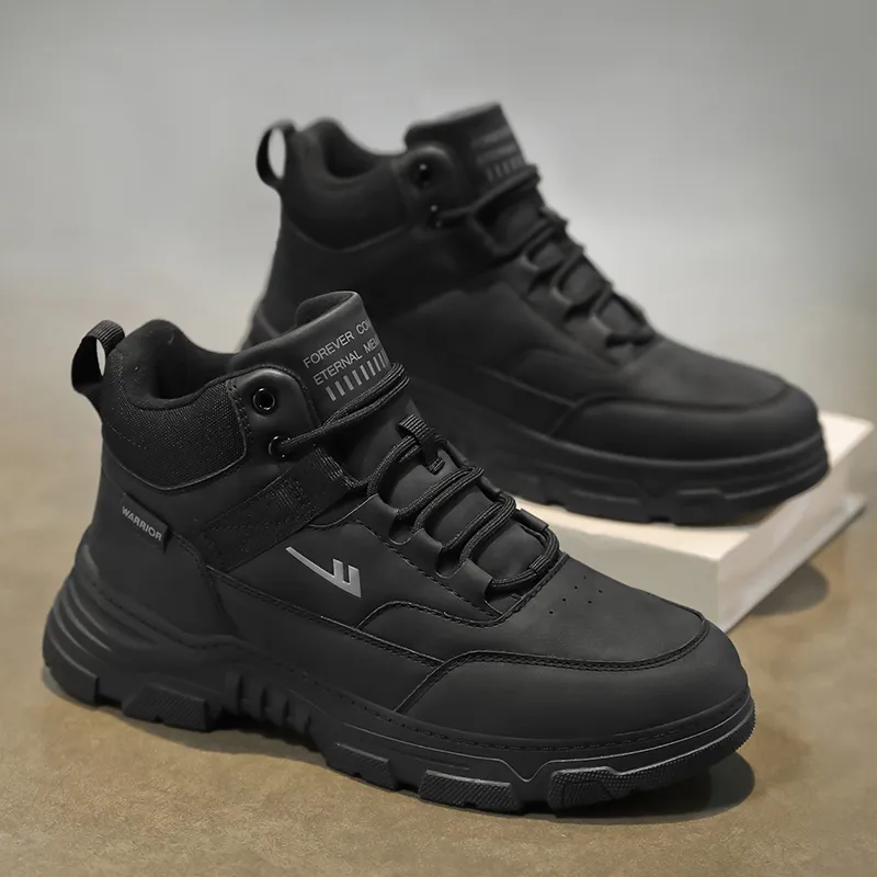 Warrior Cushioning Height Increasing Short Mid Calf Outdoor Boots Men's Black-4