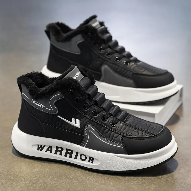 Warrior Warm Height Increasing Short Mid Calf Snow Boots Men's Black-4