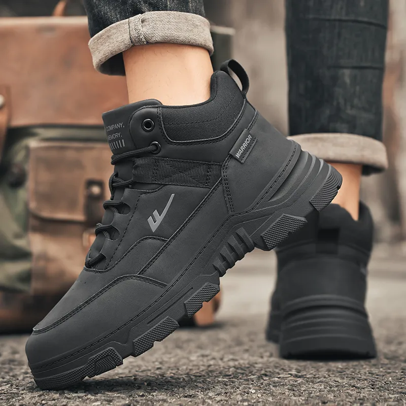 Warrior Cushioning Height Increasing Short Mid Calf Outdoor Boots Men's Black-7