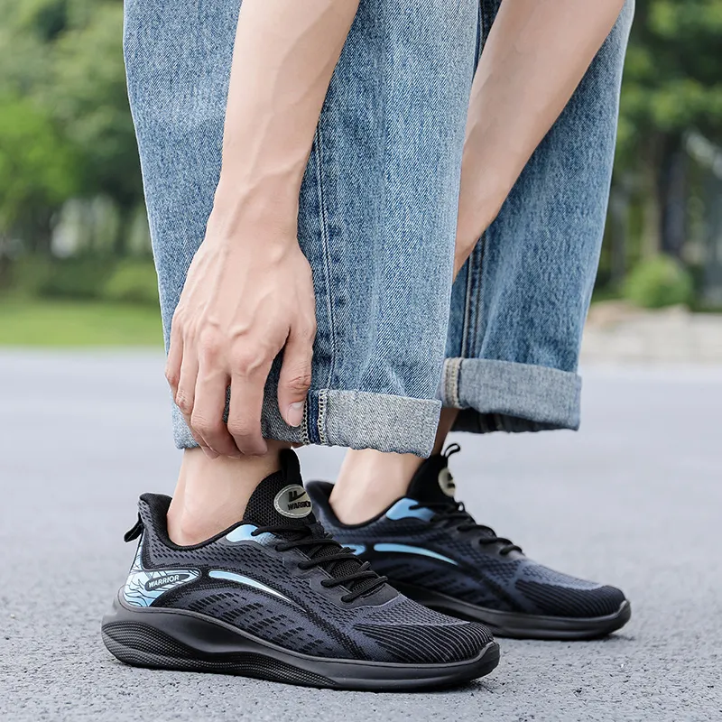 Warrior Non slip Lightweight Low Top Casual Running Shoes Men's Black Blue-6