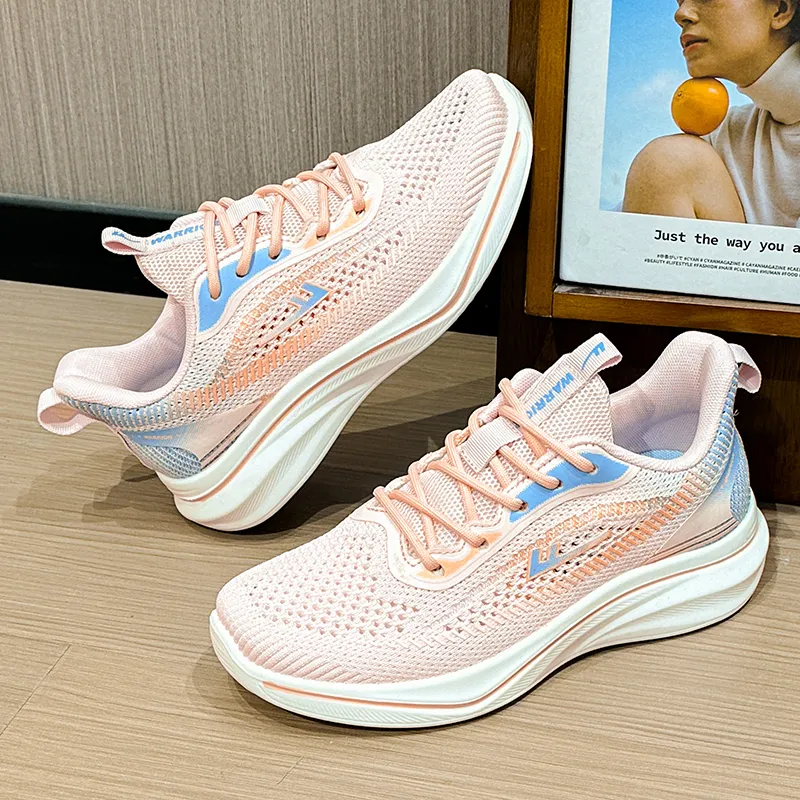 Warrior Cushioning Breathable Low Top Running Shoes Women's Pink-5