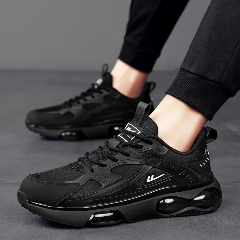 Warrior Cushioning Lightweight Height Increasing Low Top Casual Running Shoes Men's Black White-6