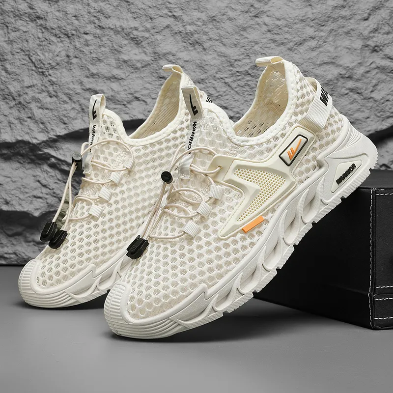 Warrior Breathable, Quick Dry, Abrasion Resistant Low Top Casual Running Shoes Men's Beige-2