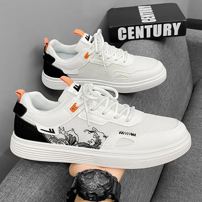 Warrior Lightweight And Breathable Low-Top Skateboard Shoes Men's White Black-6