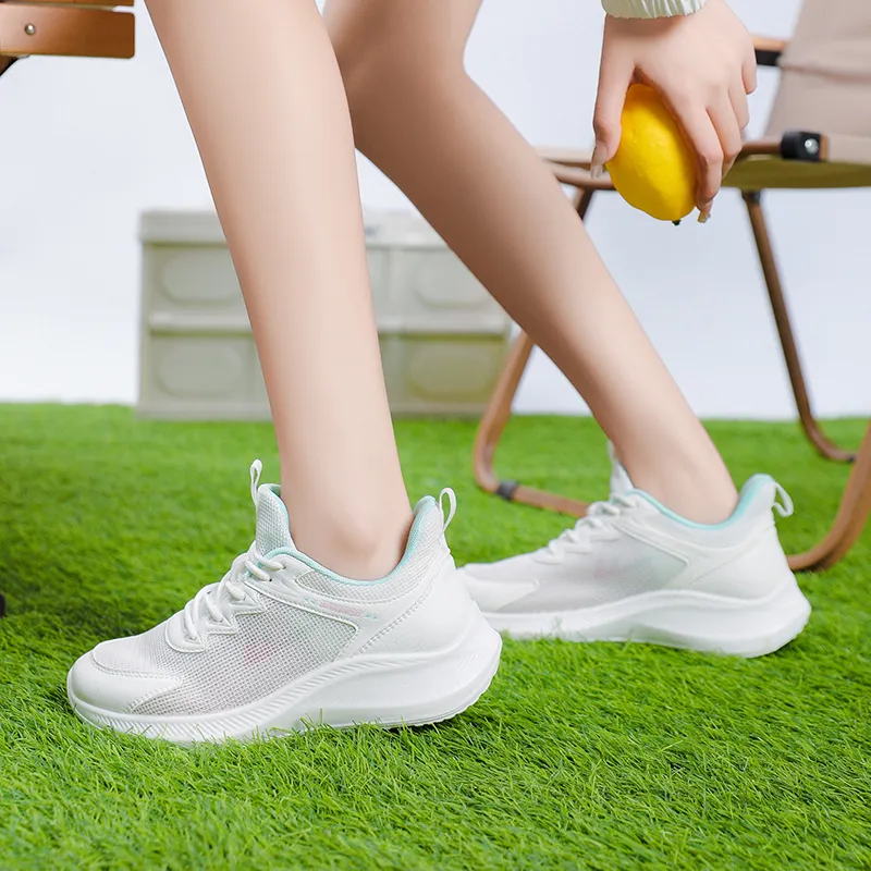 Warrior Breathable Quick Dry Low Top Running Shoes Women's White Green-6