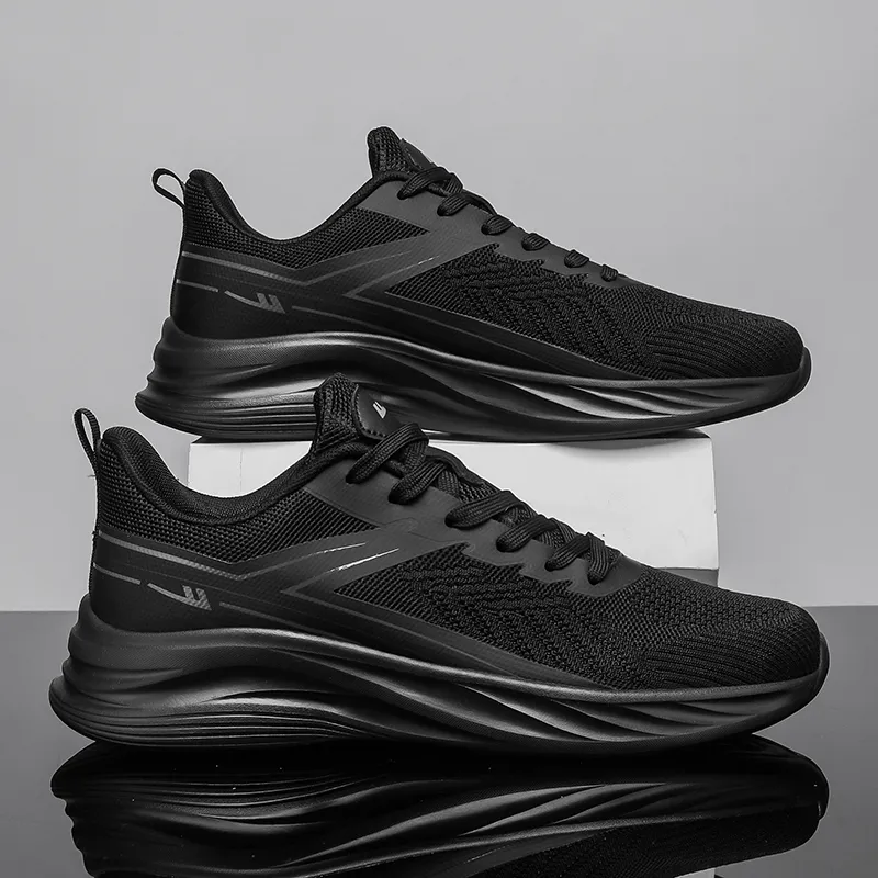 Warrior Cushioning, Breathable, Quick Dry, Lightweight Low Top Casual Running Shoes Men's All Black-4