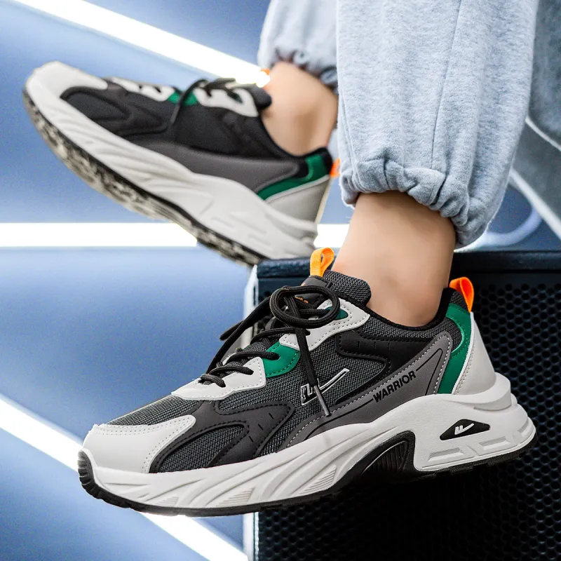 Warrior Wear Resistant Breathable Height Increasing Low Top Chunky Sneakers Men's Dark Gray-5