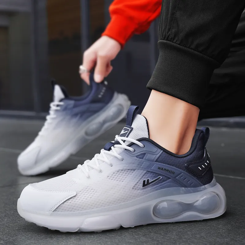 Warrior Cushioning Height Increasing Low Top Running Shoes Men's White Dark Blue Black-5
