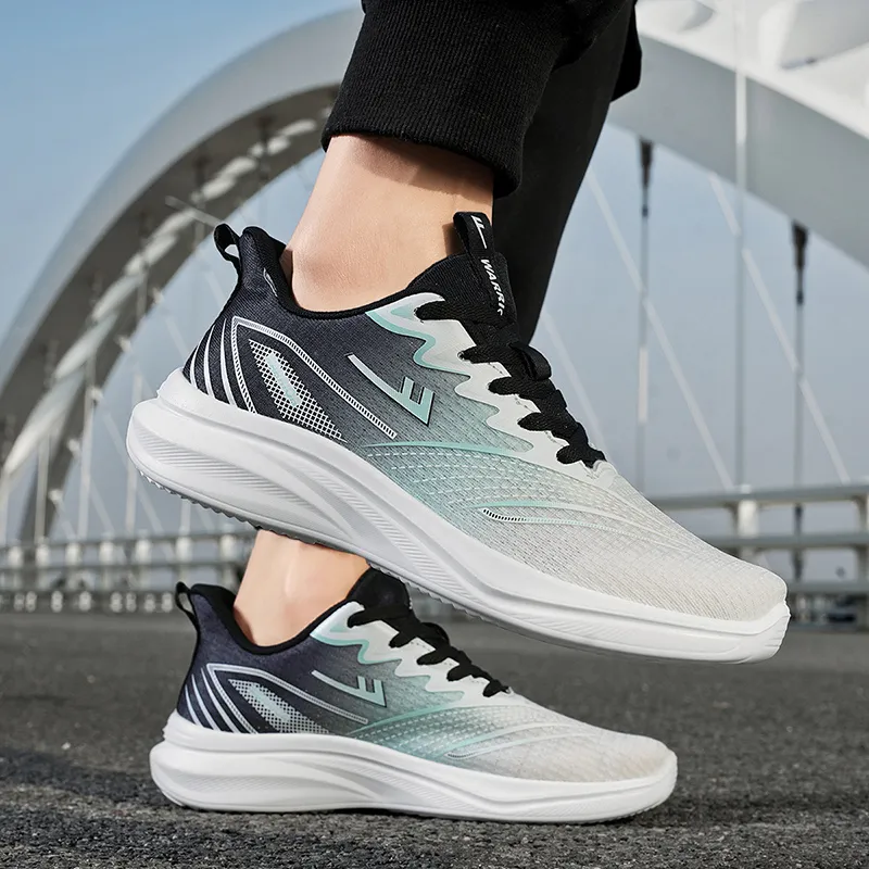 Warrior Cushioning Lightweight Low Top Running Shoes Men's White Green Black-5
