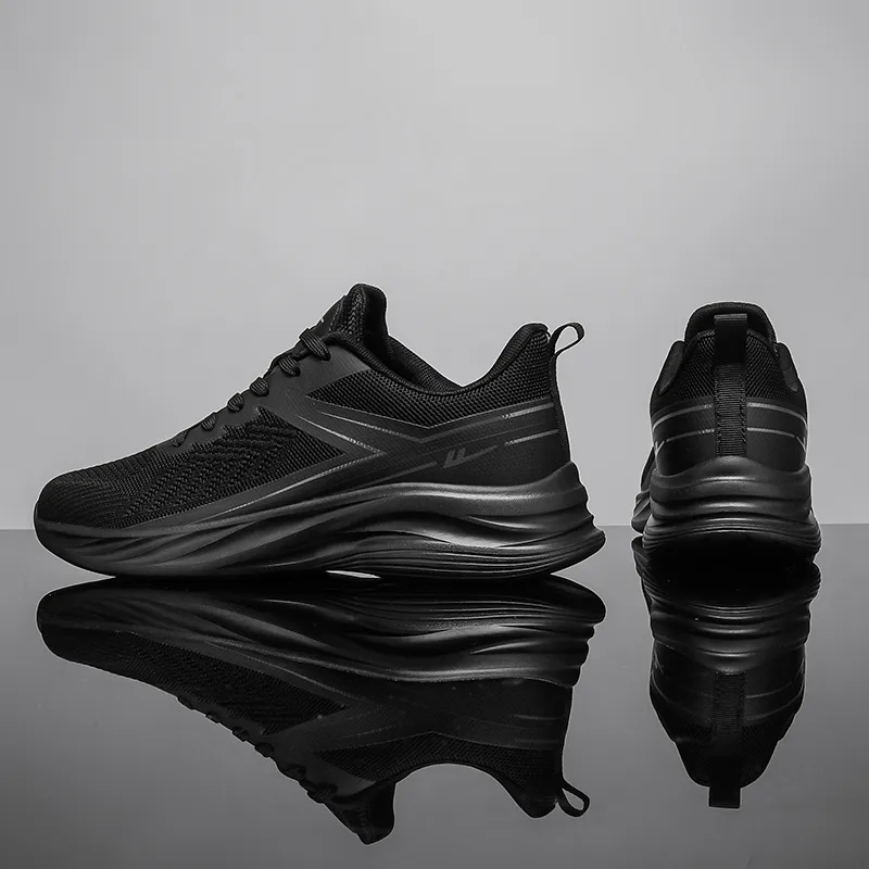 Warrior Cushioning, Breathable, Quick Dry, Lightweight Low Top Casual Running Shoes Men's All Black-5