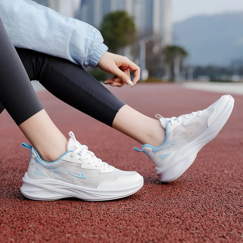 Warrior Cushioning Rebound Low Top Casual Running Shoes Women's White Blue-6