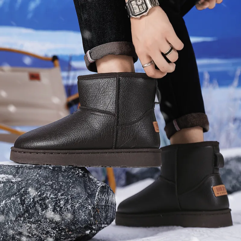 Warrior Warm Water Resistant And Wear Resistant Short Snow Boots Men's Brown-5