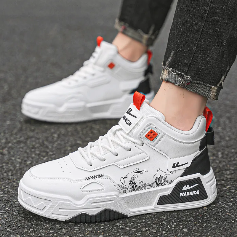 WARRIOR Skateboard Shoes Men High Top White-11