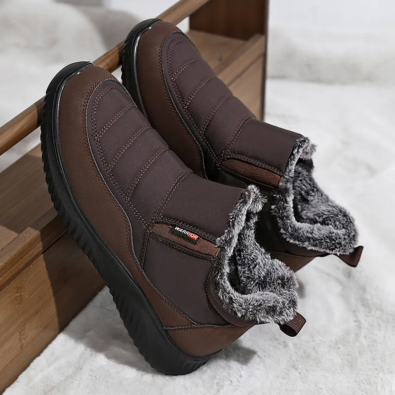Warrior Warm And Wear Resistant Ankle Length Snow Boots Men's Coffee-3