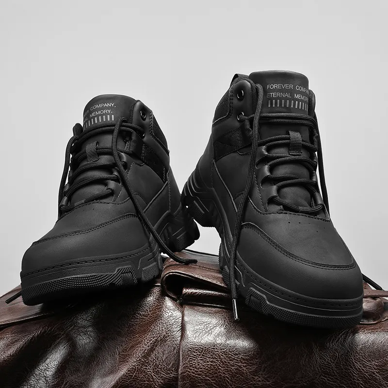 Warrior Cushioning Height Increasing Short Mid Calf Outdoor Boots Men's Black-5