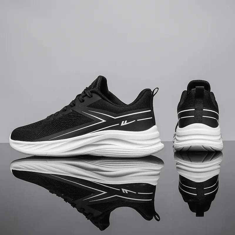 Warrior Cushioning Lightweight Breathable Quick Dry Low-Top Running Shoes Men's Black-5