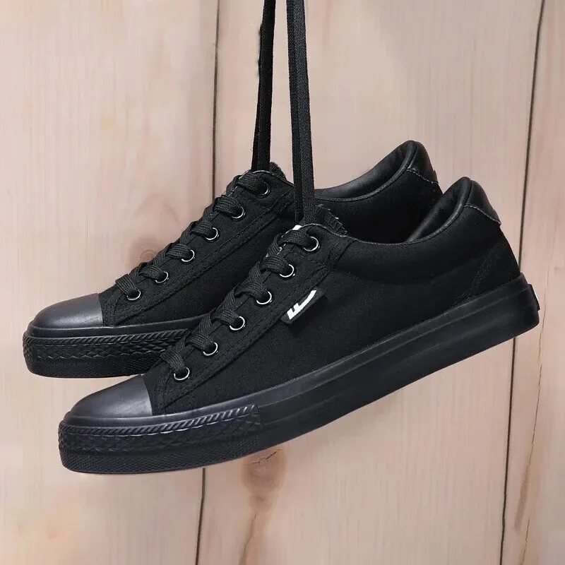 Warrior Wear-resistant Lightweight Breathable And Non-slip. Low-Top Canvas Shoes Men's Black Black-4