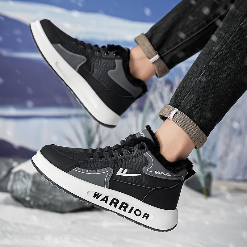 Warrior Warm Height Increasing Short Mid Calf Snow Boots Men's Black-7