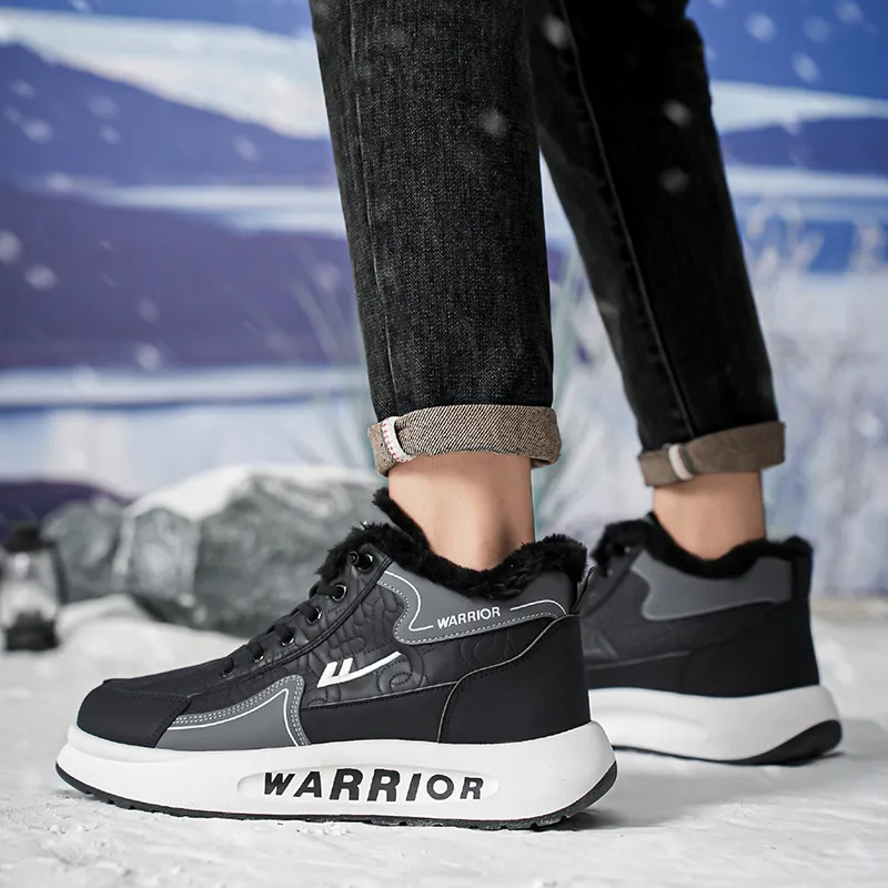 Warrior Warm Height Increasing Short Mid Calf Snow Boots Men's Black-6