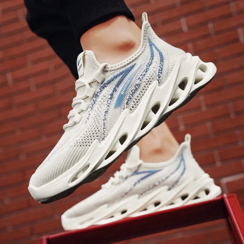 Warrior Cushioning, Slip Resistant, And Breathable Low Top Casual Shoes Men's Beige Light Blue-6