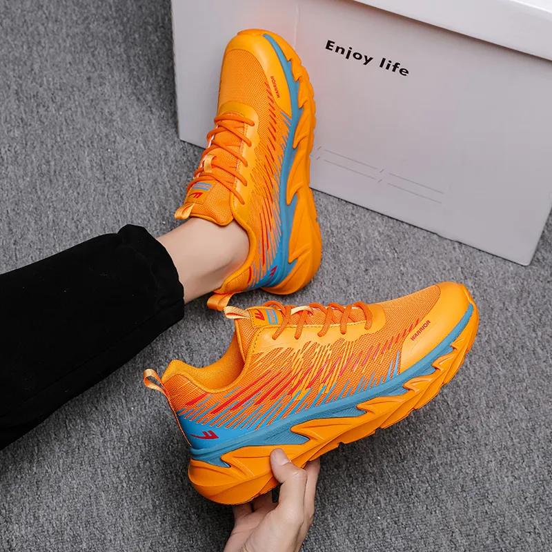 Warrior Rebound Wear Resistant Slip Resistant Low Top Casual Shoes Men's Orange Yellow-4