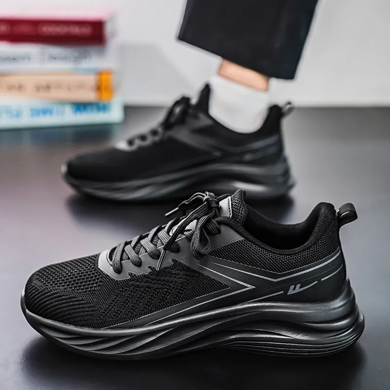 Warrior Cushioning, Breathable, Quick Dry, Lightweight Low Top Casual Running Shoes Men's All Black-7