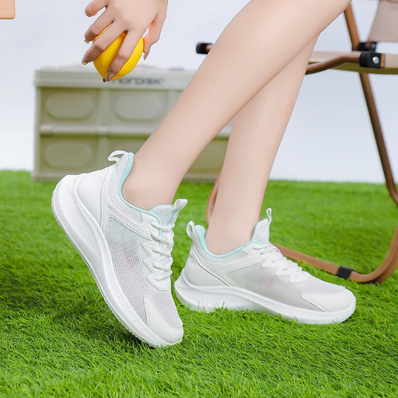Warrior Breathable Quick Dry Low Top Running Shoes Women's White Green-7