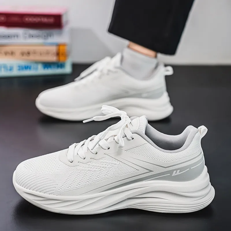 Warrior Cushioning Lightweight Breathable Quick Dry Low-Top Running Shoes Men's White-6