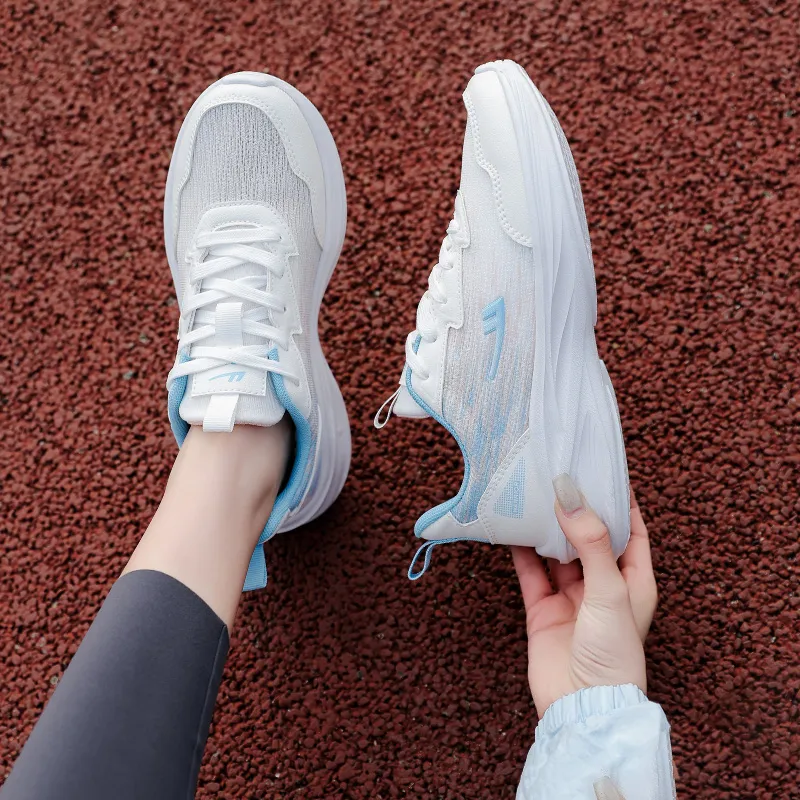 Warrior Cushioning Rebound Low Top Casual Running Shoes Women's White Blue-4