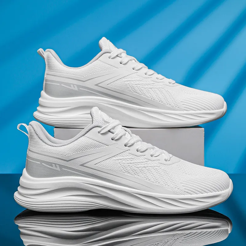 Warrior Cushioning Lightweight Breathable Quick Dry Low-Top Running Shoes Men's White-4