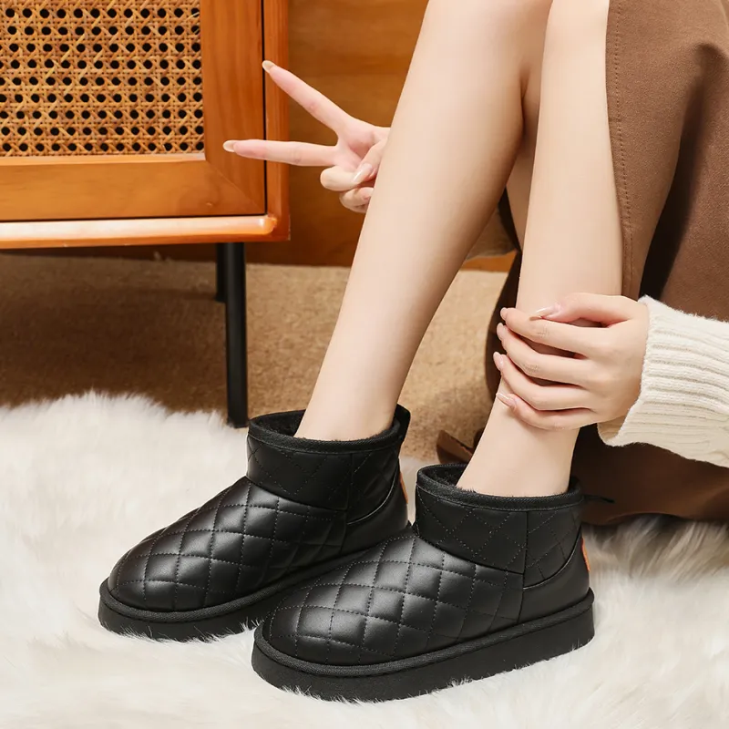 Warrior Short Mid Calf Snow Boots Women's Black-7