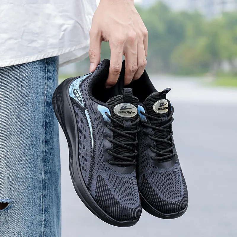 Warrior Non slip Lightweight Low Top Casual Running Shoes Men's Black Blue-3
