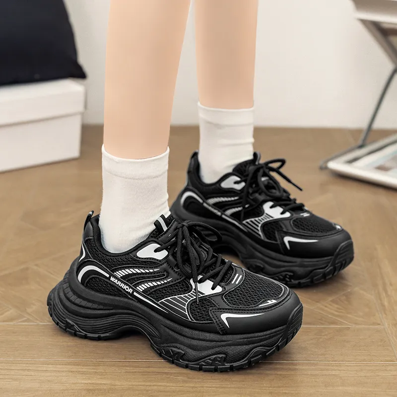 WARRIOR Chunky Sneakers Women's Low Top Black-7
