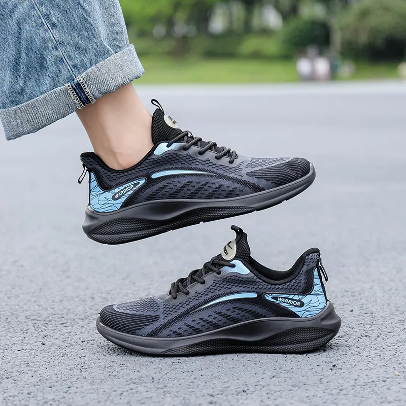 Warrior Non slip Lightweight Low Top Casual Running Shoes Men's Black Blue-4