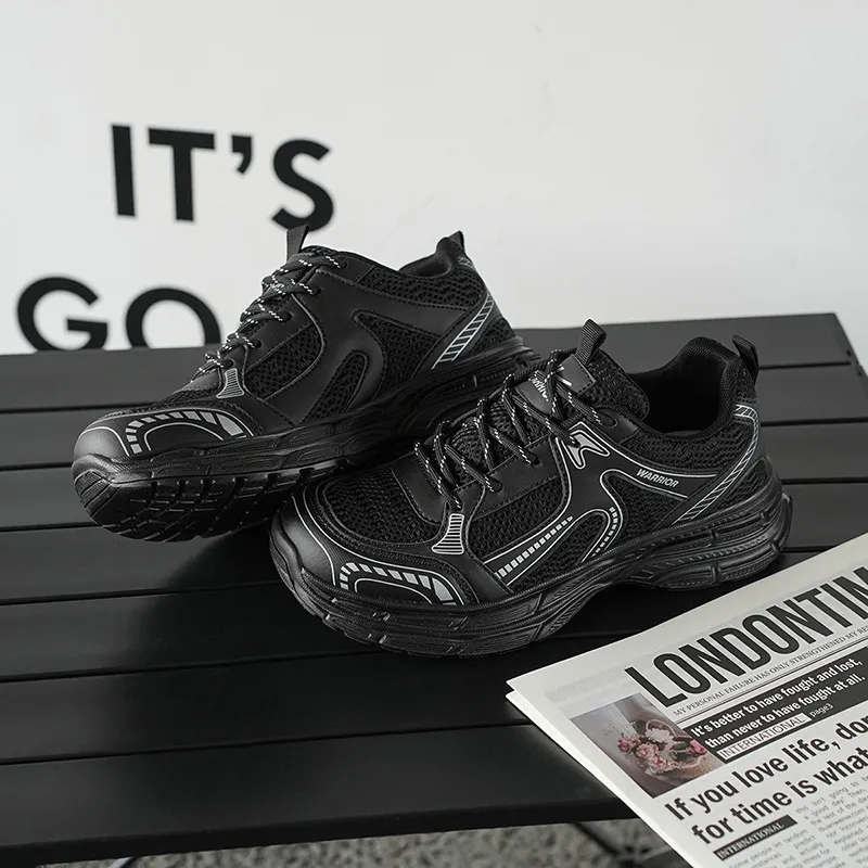 WARRIOR Chunky Sneakers Unisex Low Top Black-5