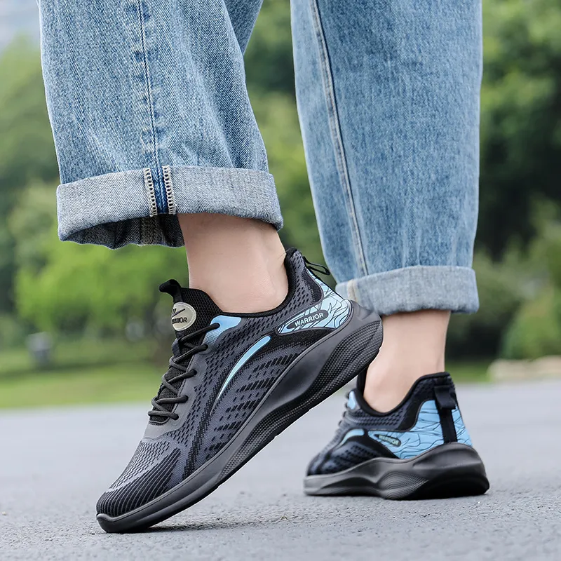 Warrior Non slip Lightweight Low Top Casual Running Shoes Men's Black Blue-7