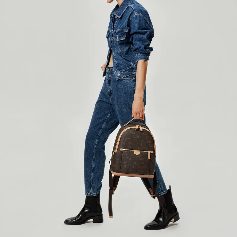 FION PVC Backpack Tubas Women's Coffee & Tea Brown-5