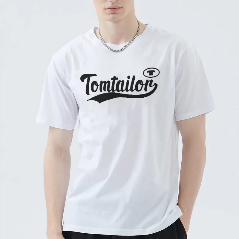 TOM TAILOR Letter Print Casual Thin Crew Neck Breathable Short-Sleeved T-Shirt T-Shirt Unisex-2