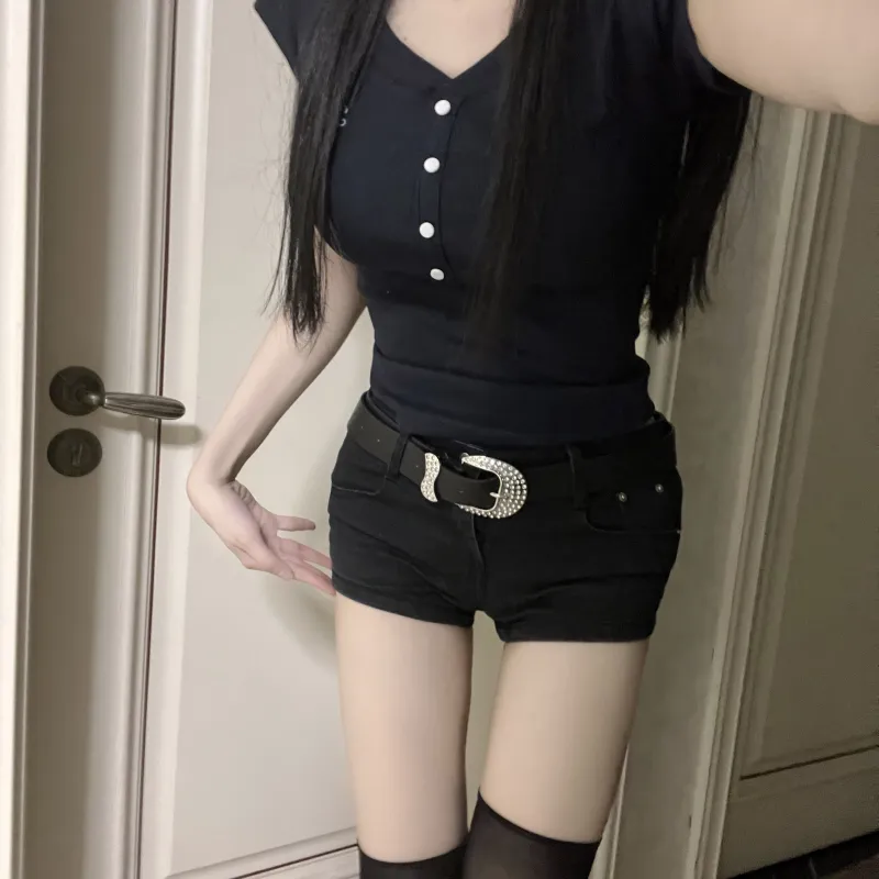KAZAN Denim Shorts Women's Black-6